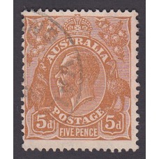 Australian    King George V    5d Brown   C of A WMK  Plate Variety 3R50